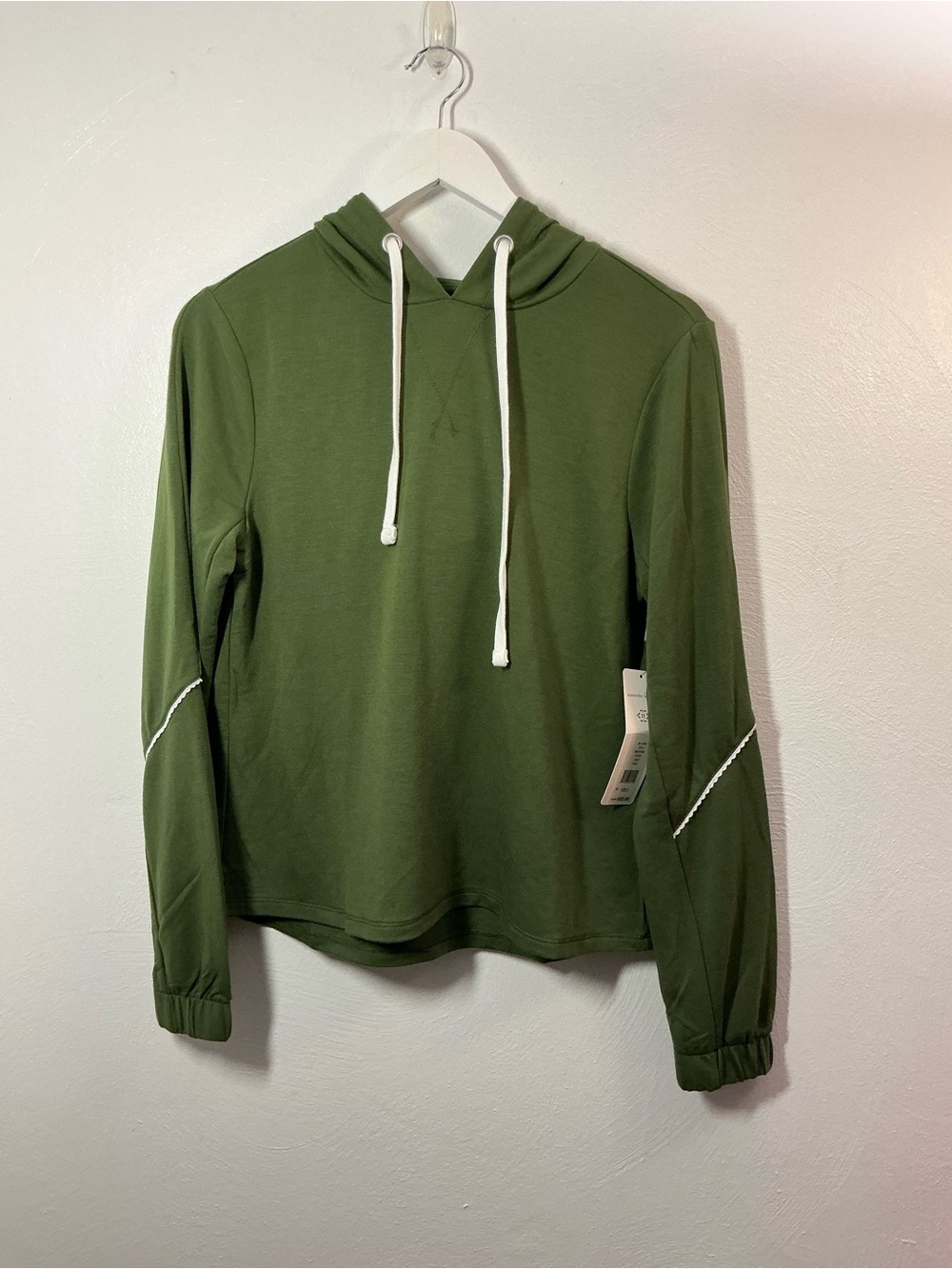 Nanette Lepore Olive Green Hooded Sweatshirt Top Size Small